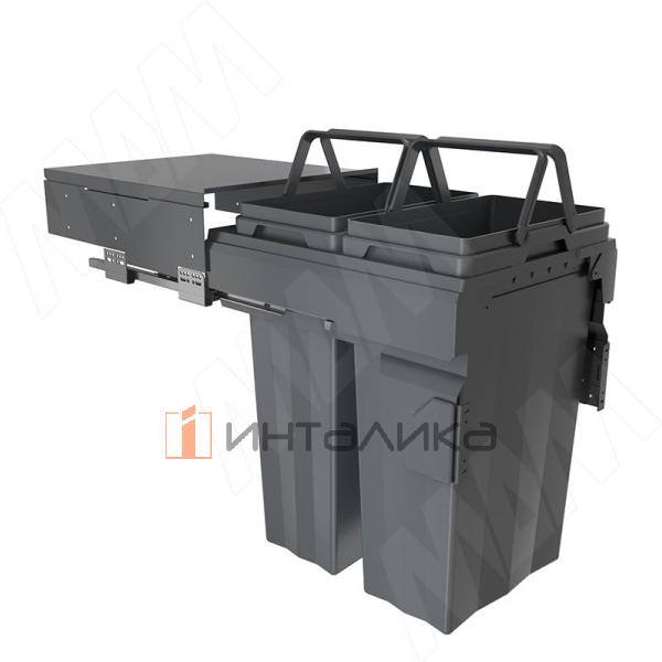 PROBOX F45 Система сортировки и хранения, 2 емкости (2x37), креп. фасада, полн.выдв., плавн.закр., крышка-полка, графит – 3