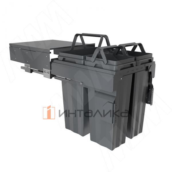 PROBOX F45 Система сортировки и хранения, 3 емкости (2x15+1x33), креп. фасада, полн.выдв., плавн.закр., крышка-полка, графит – 3