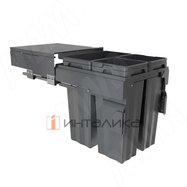 PROBOX F45 Система сортировки и хранения, 3 емкости (2x15+1x33), креп. фасада, полн.выдв., плавн.закр., крышка-полка, графит – 2