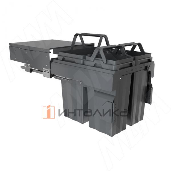 PROBOX F45 Система сортировки и хранения, 3 емкости (2x13+1x28), креп. фасада, полн.выдв., плавн.закр., крышка-полка, графит – 3