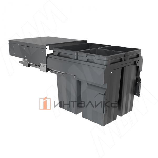 PROBOX F45 Система сортировки и хранения, 3 емкости (2x13+1x28), креп. фасада, полн.выдв., плавн.закр., крышка-полка, графит – 2