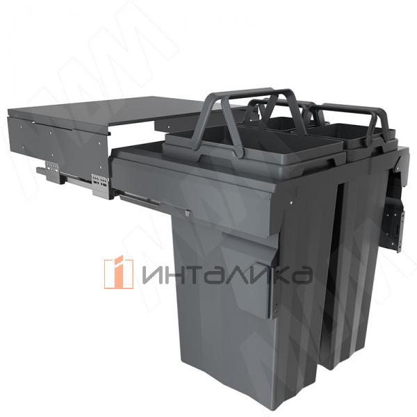 PROBOX F60 Система сортировки и хранения, 3 емкости (2x16+1x37), креп. фасада, полн.выдв., плавн.закр., крышка-полка, графит – 3