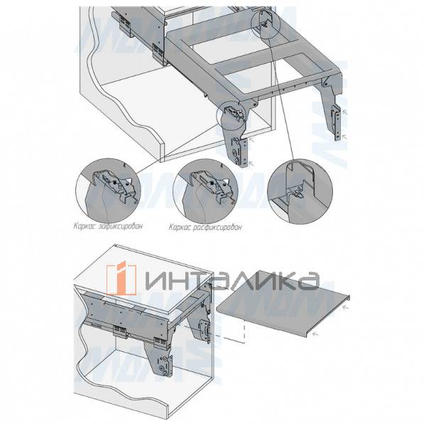 PROBOX F60 Система сортировки и хранения, 3 емкости (2x16+1x37), креп. фасада, полн.выдв., плавн.закр., крышка-полка, графит – 8