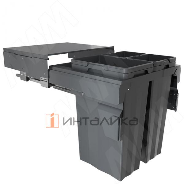 PROBOX F60 Система сортировки и хранения, 3 емкости (2x16+1x37), креп. фасада, полн.выдв., плавн.закр., крышка-полка, графит – 2