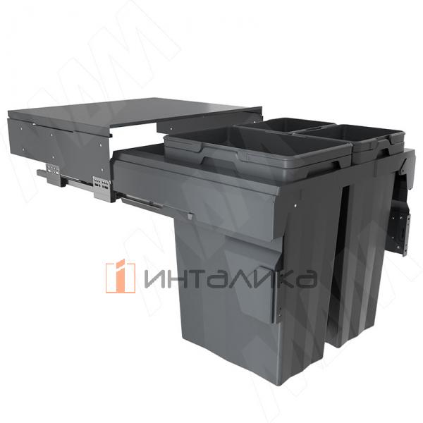 PROBOX F60 Система сортировки и хранения, 3 емкости (2x15+1x33), креп. фасада, полн.выдв., плавн.закр., крышка-полка, графит – 2