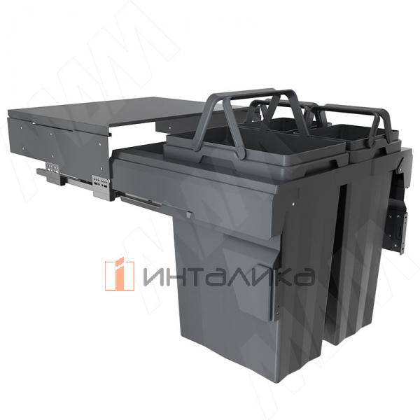PROBOX F60 Система сортировки и хранения, 3 емкости (2x15+1x33), креп. фасада, полн.выдв., плавн.закр., крышка-полка, графит – 3