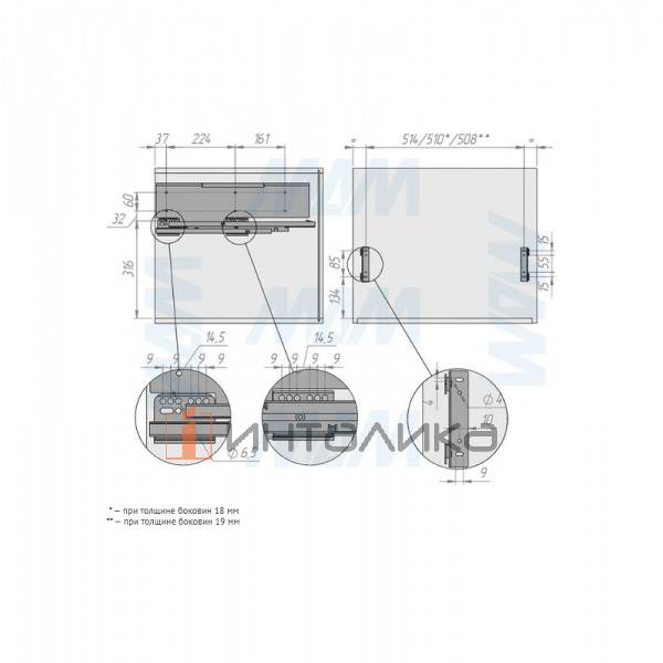 PROBOX F60 Система сортировки и хранения, 3 емкости 54л(2x13+1x28), креп. фасада, полн.выдв., плавн.закр., крышка-полка, графит – 6