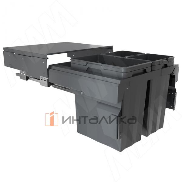 PROBOX F60 Система сортировки и хранения, 3 емкости 54л(2x13+1x28), креп. фасада, полн.выдв., плавн.закр., крышка-полка, графит – 2