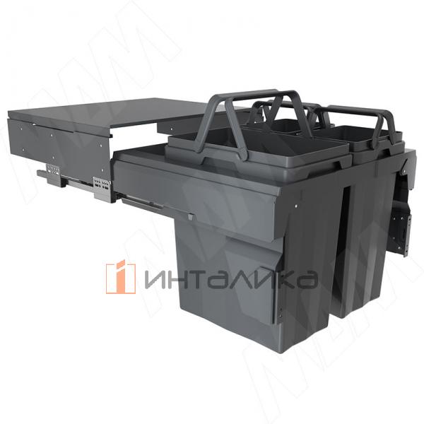 PROBOX F60 Система сортировки и хранения, 3 емкости 54л(2x13+1x28), креп. фасада, полн.выдв., плавн.закр., крышка-полка, графит – 3