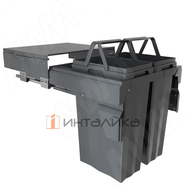 PROBOX F60 Система сортировки и хранения, 2 емкости (2x37), креп. фасада, полн.выдв., плавн.закр., крышка-полка, графит – 3