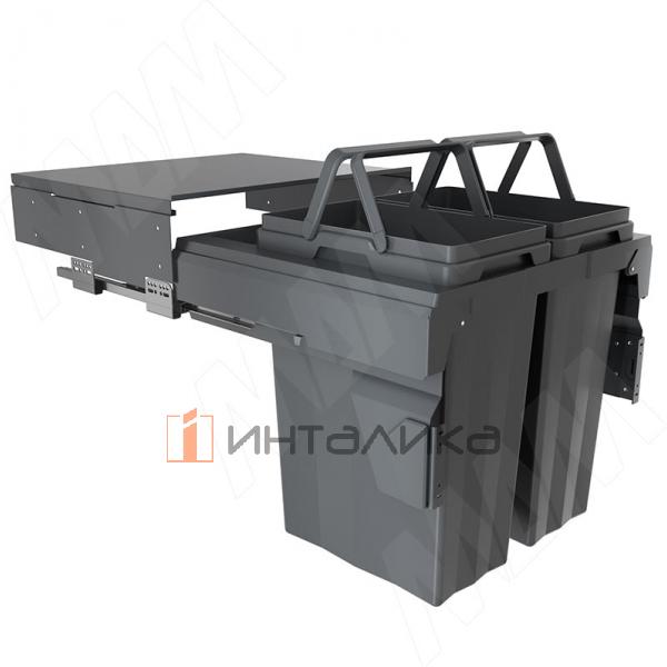 PROBOX F60 Система сортировки и хранения, 2 емкости (2x33), креп. фасада, полн.выдв., плавн.закр., крышка-полка, графит – 3