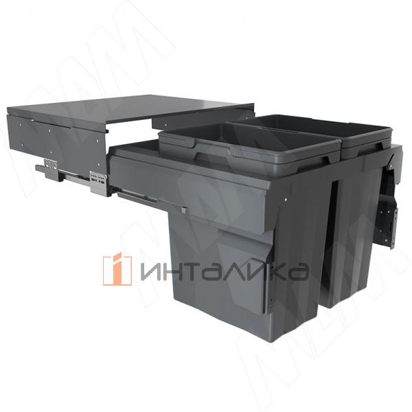 PROBOX F60 Система сортировки и хранения, 2 емкости (2x28), креп. фасада, полн.выдв., плавн.закр., крышка-полка, графит – 2