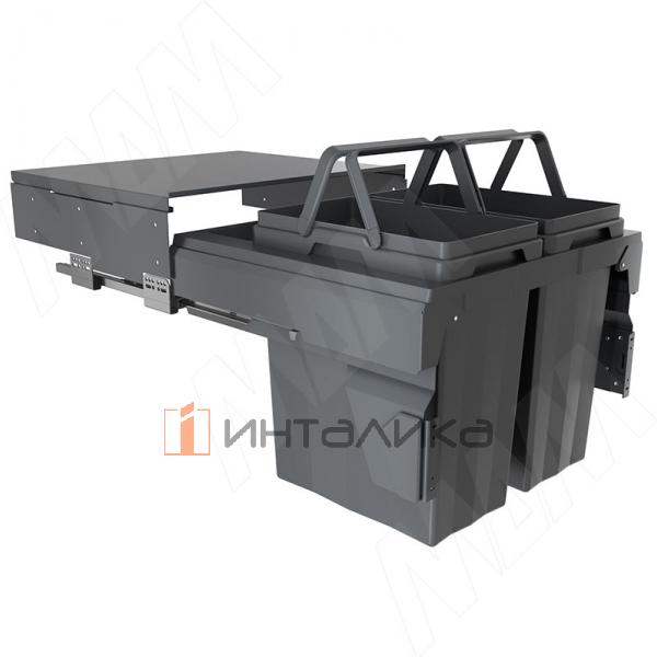 PROBOX F60 Система сортировки и хранения, 2 емкости (2x28), креп. фасада, полн.выдв., плавн.закр., крышка-полка, графит – 3