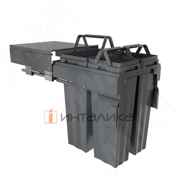 PROBOX F45 Система сортировки и хранения, 3 емкости 69л (2x16+1x37), креп. фасада, полн.выдв., плавн.закр., крышка-полка, графит – 3