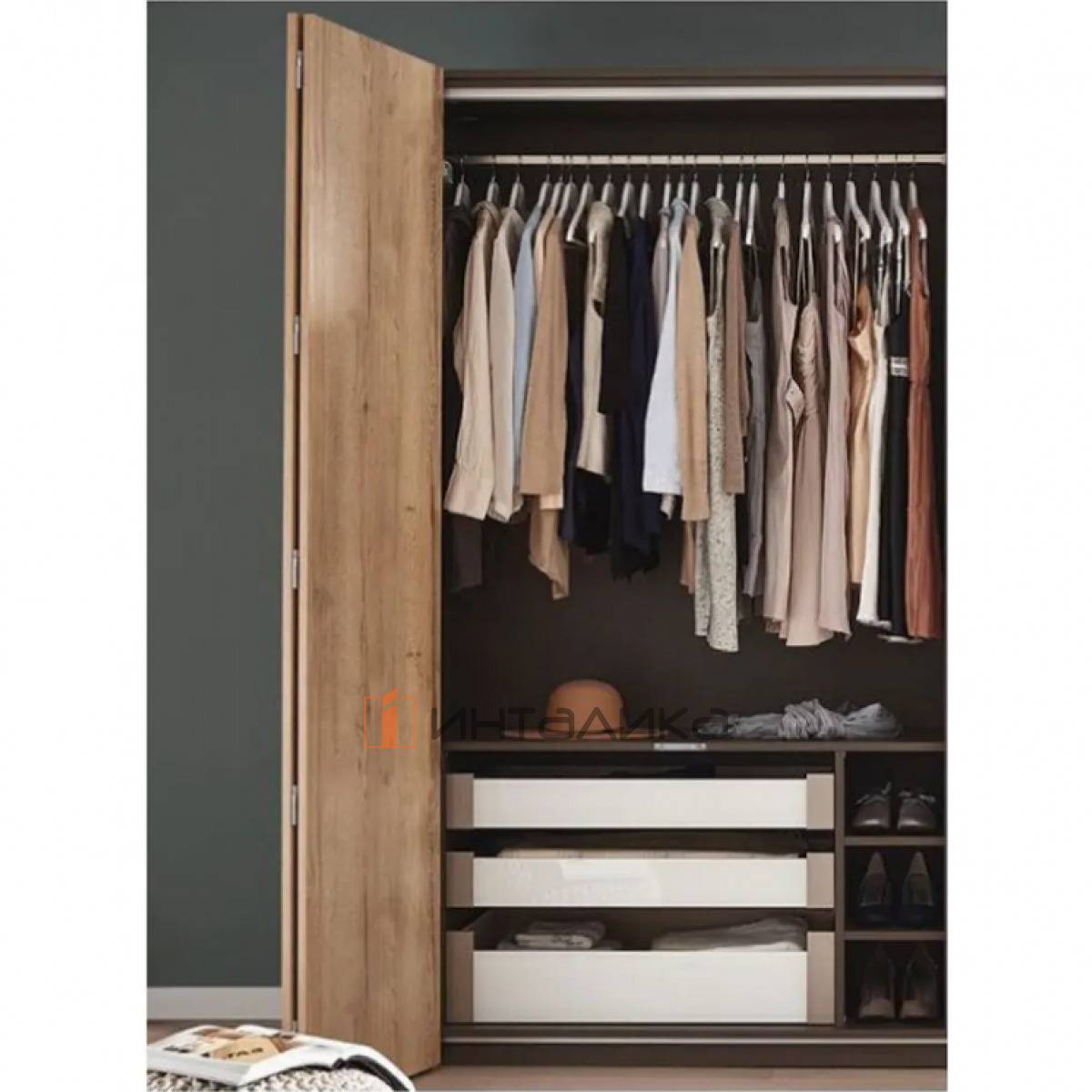 Набор HETTICH WLL LIGHT STANDART BASE 2 створки L1200, H1001-1700, B250-600, G12, антрацит, левый