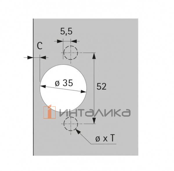 Петля HETTICH Onsys 4447i (B3) 105°, ТФ 15-24, полунакладная, с доводчиком TH52 Ø35, никель – 2