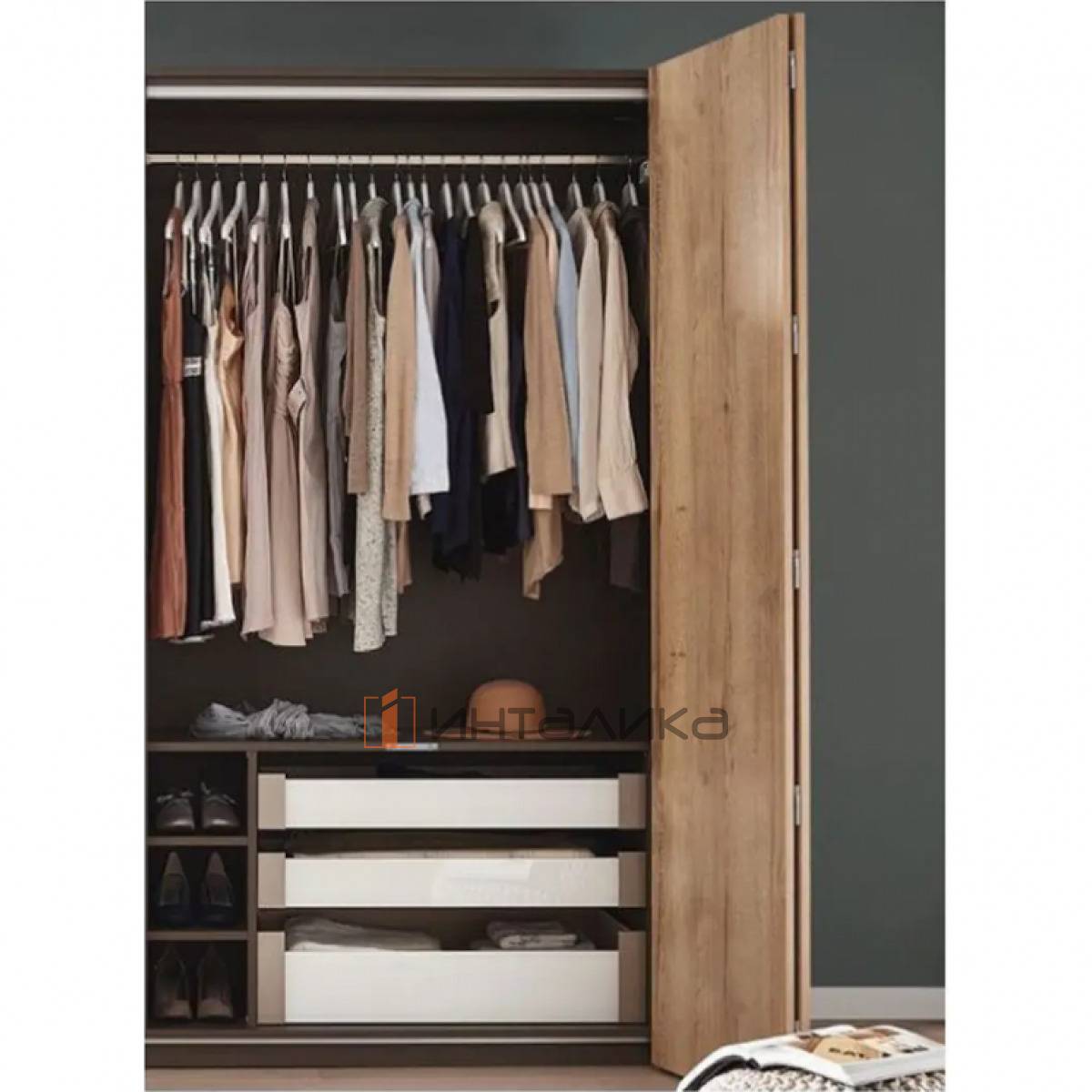 Набор HETTICH WLL MEDIUM PULL/PUSH BASE 2 створки L1200, H500-1000, B250-600, G8-12, антрацит, правый