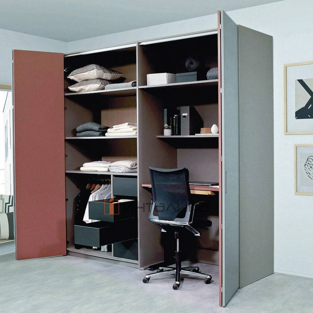 Набор HETTICH WLL MEDIUM STANDART PRO 4 створки L2400, H1001-1700, B250-600, G12, серый