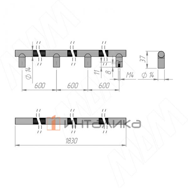 Ручка-рейлинг 1800мм Timeless metal titanium – 2