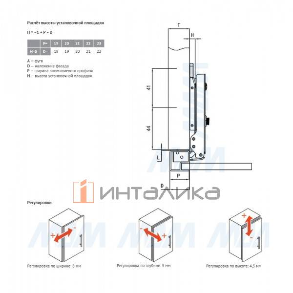 HARMONY NERO петля с амортизатором накладная (90/105), для ал. проф., стандартная, черный никель – 3