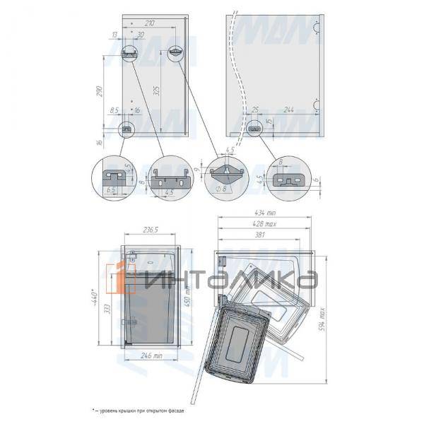 LINEA Ведро для мусора подвесное 16л с крышкой, с крепежом, цвет белый – 4