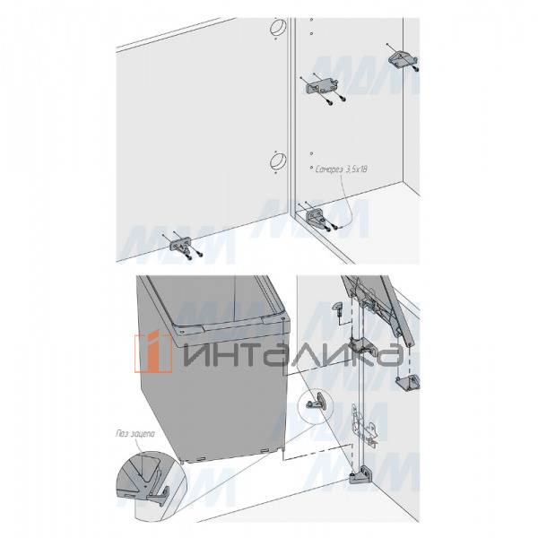 LINEA Ведро для мусора подвесное 16л с крышкой, с крепежом, цвет белый – 5