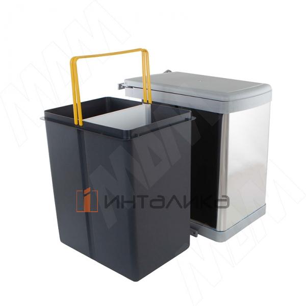 LINEA Ведро для мусора подвесное 21л с крышкой, с крепежом, серый металлик – 3