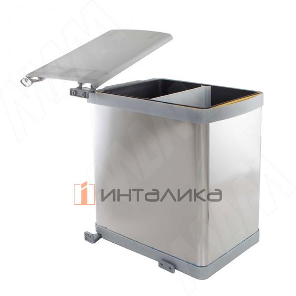 LINEA Ведро для мусора подвесное 21л с крышкой, с крепежом, серый металлик – 2