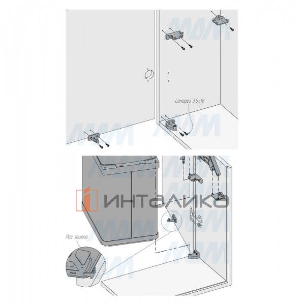 LINEA Ведро для мусора подвесное 21л с крышкой, с крепежом, серый металлик – 5