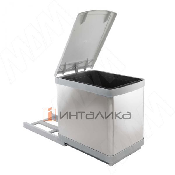 LINEA Система сортировки и хранения, 1 емкость (16л), авт. крышка, нижнее крепление, нерж.сталь, серый металлик – 2