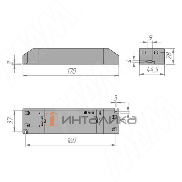 Блок питания AC-230/DC-12V, IP20, 75W – 2