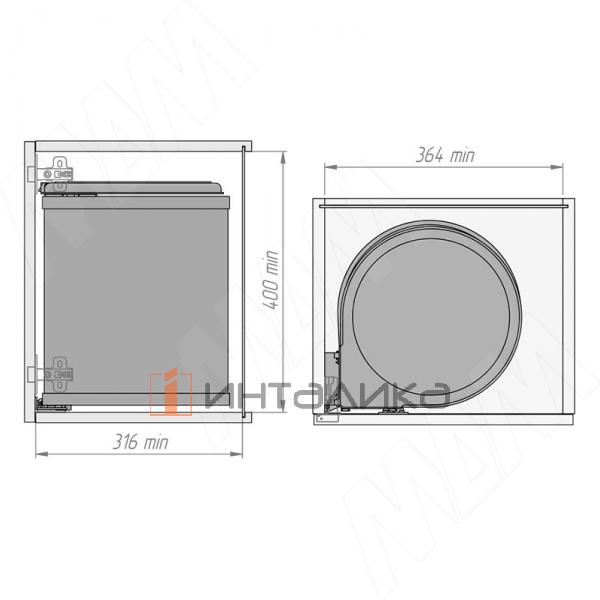 LINEA Ведро для мусора подвесное 13л с крышкой, с крепежом, нержавеющая сталь, черный – 4