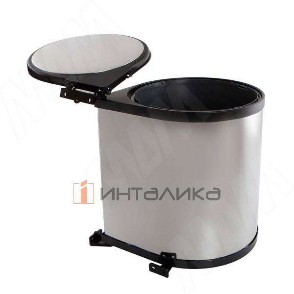 LINEA Ведро для мусора подвесное 13л с крышкой, с крепежом, нержавеющая сталь, черный – 2