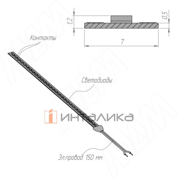 LUX лента светодиодная 2219/150, 24V, свободная резка, 5 м, CRI 90, теплый белый 3000К, IP20, 12W/1м – 3