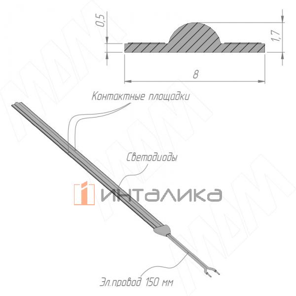 LUX, COB лента светодиодная, 528 диодов, 24V, свободная резка, 5 м, CRI 90, теплый белый 3000К, IP20, 10W/1м – 3