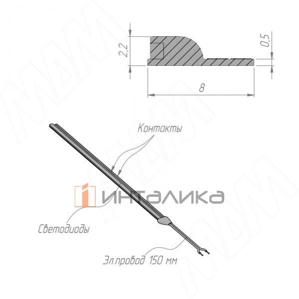 LUX, COB лента светодиодная, 480 диодов, 24V, боковое свечение, свободная резка, 5 м, CRI 90, нейтральный белый 4000К, IP20, 10W/1м – 3