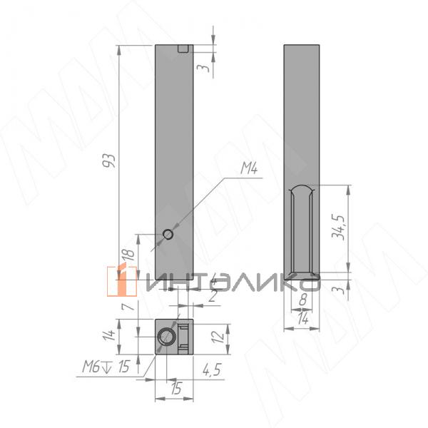 VOGUE Штангодержатель для прямоугольной штанги, торцевой, графит, крепление к полке (левый+правый) – 4