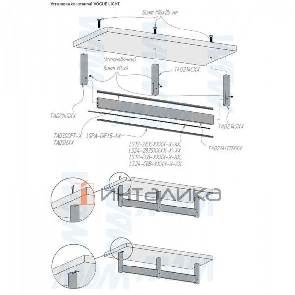VOGUE Штангодержатель для прямоугольной штанги, центральный, графит, крепление к полке – 4