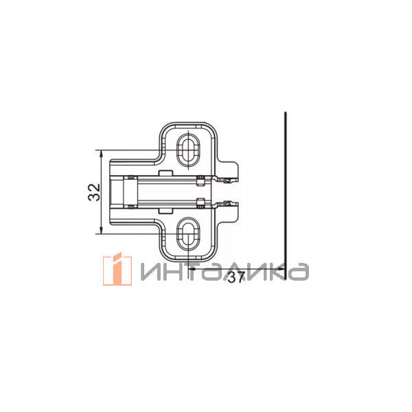 Планка монтажная для петель DTC Pivot Star Anyway Clip-on, H=2, крестовая, под саморез – 5