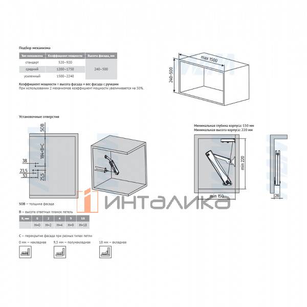 FLAP AIR Подъемный механизм, открывание от нажатия, черный никель, средний – 3