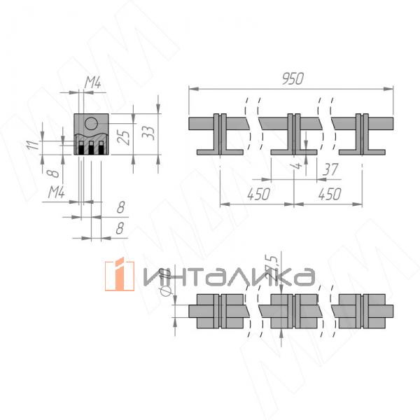 Ручка-рейлинг 900мм никель матовый/бронза alucover – 2