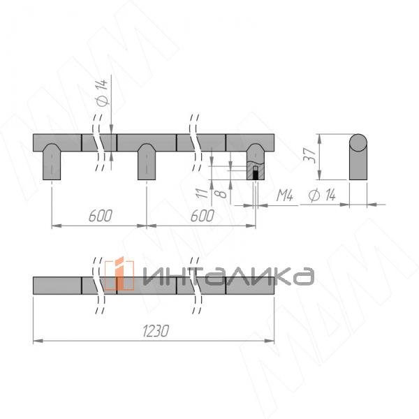 Ручка-рейлинг 1200мм Timeless metal titanium – 2