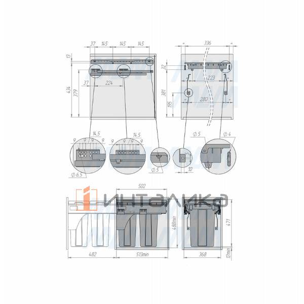 PROBOX LT F40 Система сортировки и хранения, 2 емкости (2x18), креп. фасада, полн.выдв., плавн.закр., графит – 3
