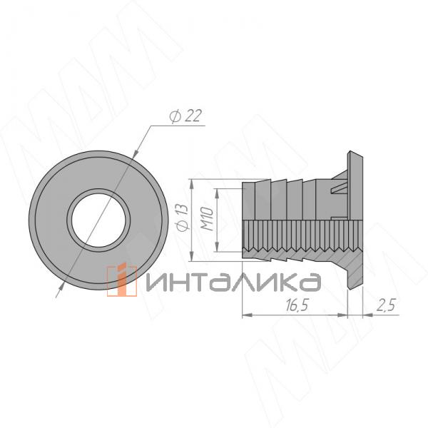 Гайка для ножки мебельной М10 – 2