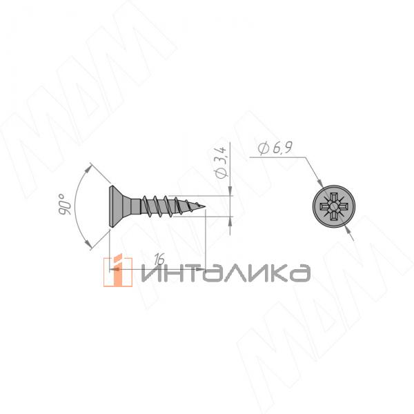 Саморез с потайной головкой под крест, 3.5 Х 16, никель – 2