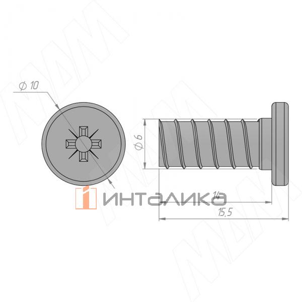 Евровинт с плоской головкой, 6 X 14 – 2