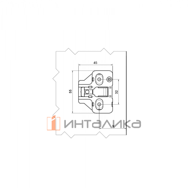 Планка монтажная Firmax для петель серии Click-on, H=0, крестовая, c эксцентриковой регулировкой под саморез – 4