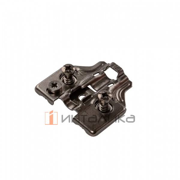 Планка монтажная для петель Alphalux Titan, Clip-on, H=2, крестовая, с предустановленными евровинтами, с эксцентриковой регулировкой, титан – 2