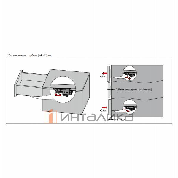 Комплект направляющих ALPHALUX Soft+Push с фиксаторами под штангу-синхронизатор, NL600, полного выдвижения, 3D регулировка, G35кг – 4