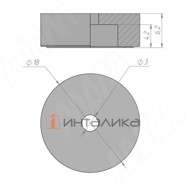Подпятник круглый D18мм, h6 мм, под саморез, чёрный – 3